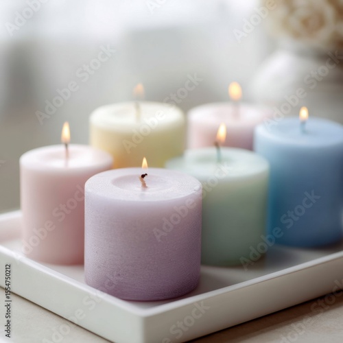 Wallpaper Mural Colorful candles on white tray Torontodigital.ca