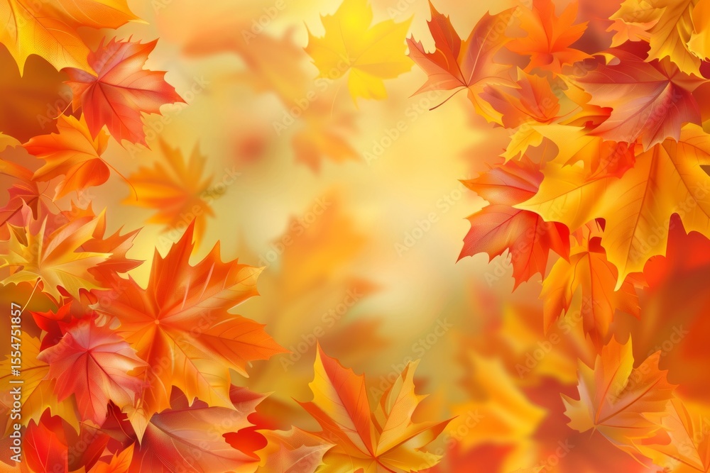 Orange fall leaves in park, autumn natural background. Neural network ai generated Orange fall leaves in park, autumn natural background. Neural network ai generated
