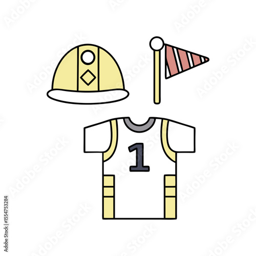 Yellow racing helmet and jersey with number one jockey silks
