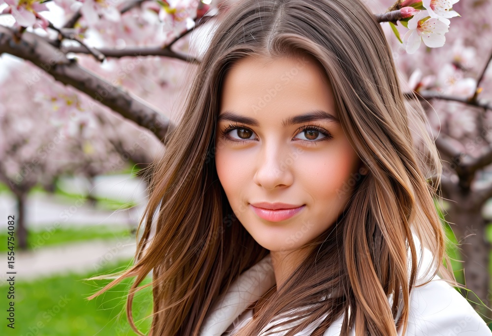 Portrait of a beautiful young woman in springtime with copy space Portrait of a beautiful young woman in springtime with copy space