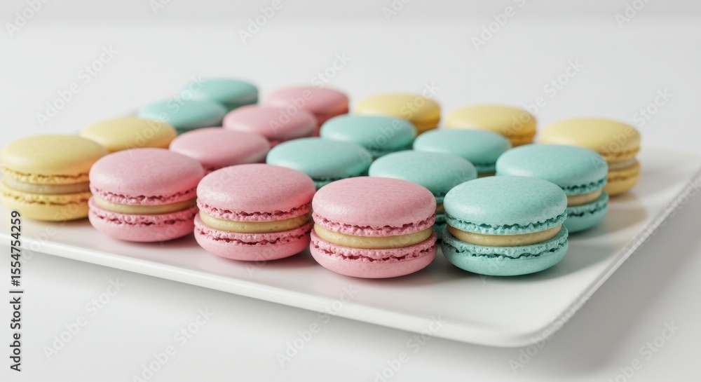 Fototapeta premium Colorful macarons on white plate