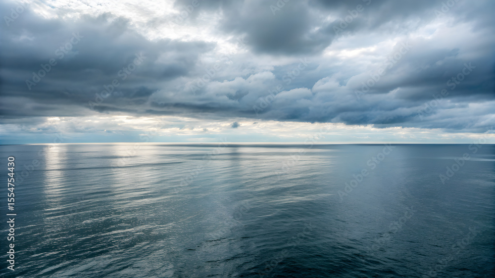 Obraz premium A picturesque ocean view with calm waters and white clouds drifting above