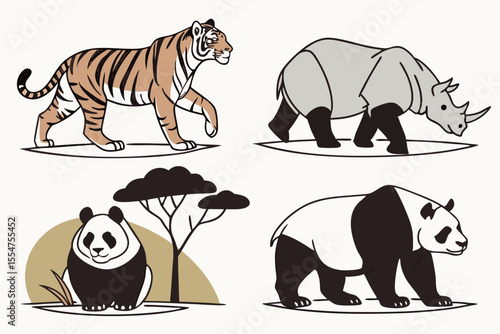 set of animals vector
