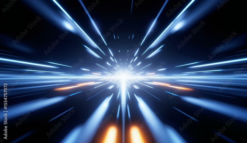 Obraz premium Radiant Light Beams Converging in a Dark Space
