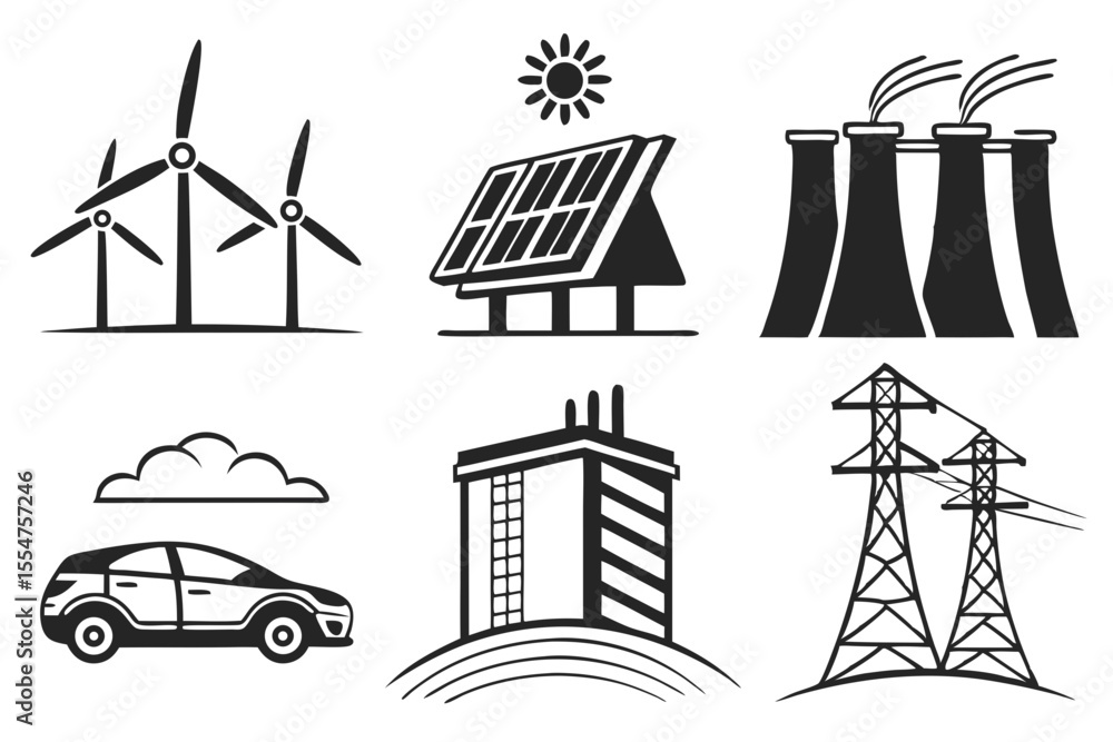 Obraz premium wind energy icons