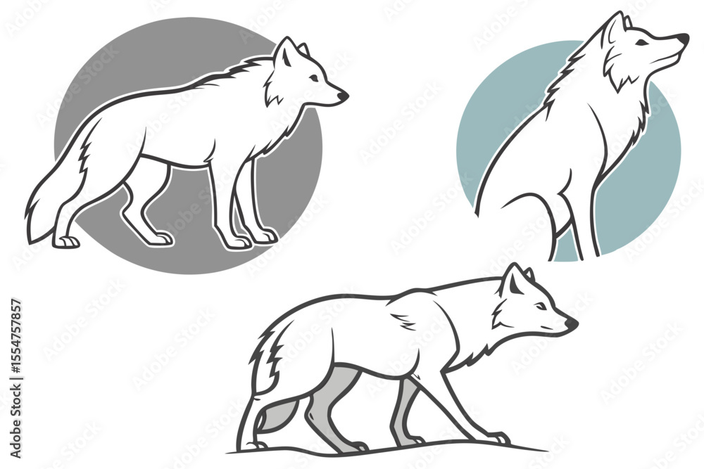 Fototapeta premium set of wolves