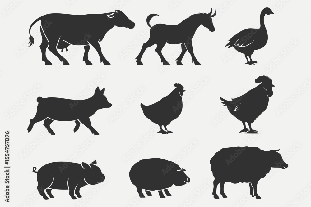 Fototapeta premium farm animals collection