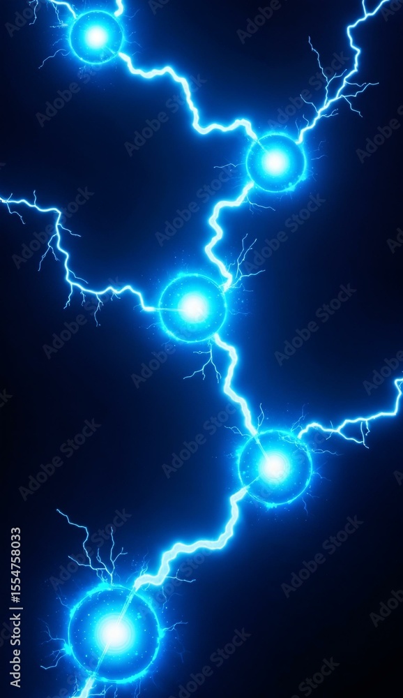 Fototapeta premium Electric Blue Lightning Bolts with Radiant Nodes on Dark Background