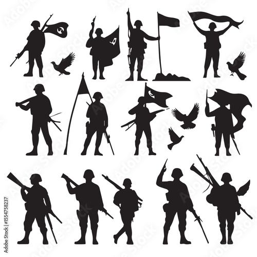 World Army Troops Silhouette Set