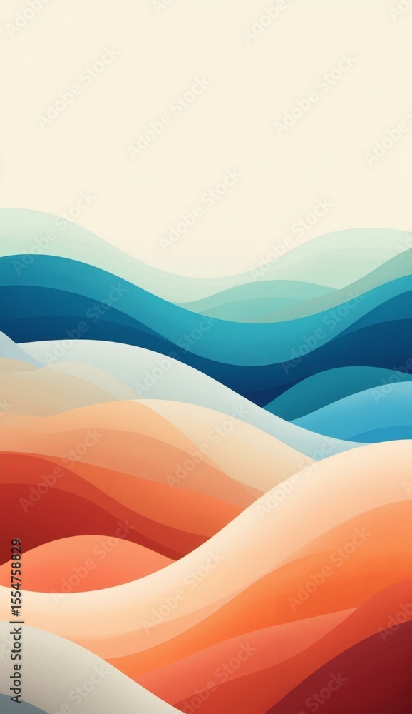 Fototapeta premium Abstract Wavy Layers in Warm and Cool Tones