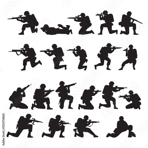  Combat Troops in Battlefield Silhouette Collection