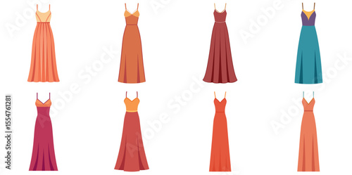 Collection of Elegant Evening Gowns in Various Colors and Styles Showcase