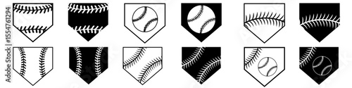 Baseball home plate icon vector set. Baseball base illustration sign collection. Home Plate symbol. Baseball Logo. Baseball home web icons.