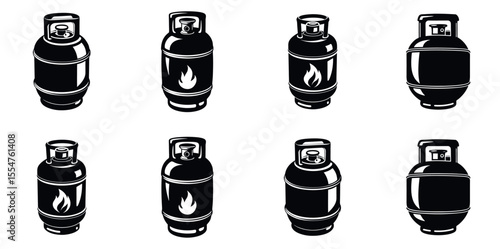 A collection of gas cylinders in different styles vector silhouettes