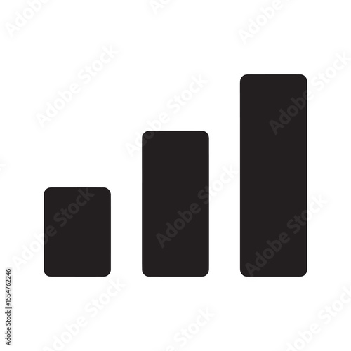 Business data analysis bar chart icon representing statistical report for financial growth marketing presentation and corporate strategy development vector solid glyph icon