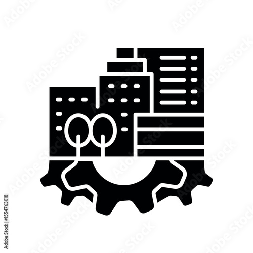 optimization urban spatial planning black flat icon.