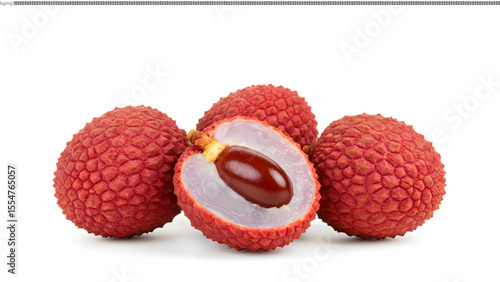 Fresh Juicy Lychees  Exotic Fruit, Vibrant Red Skin, Sweet Taste