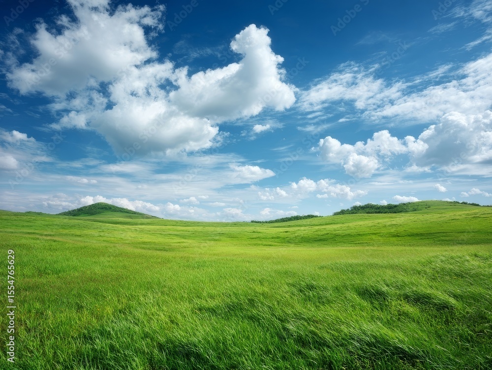 Obraz premium green field and blue sky