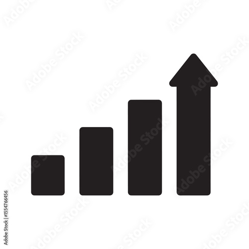 Progress bar chart icon representing data visualization statistical analysis and business growth for financial reports and marketing presentations vector solid glyph icon
