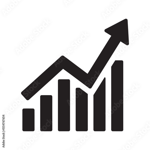 Data analysis chart icon combining bar and line graphs for comprehensive statistical reporting and financial performance visualization design vector solid glyph icon