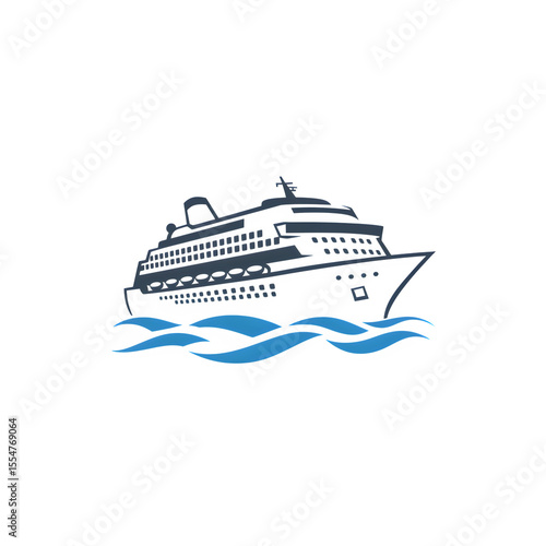 Cruise Ship Sailing on Calm Ocean Waves