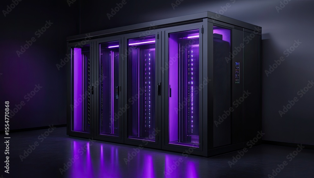Sophisticated IT Data Center Infrastructure Displaying High-performance Computing Servers and Advanced Network Topology Sophisticated IT Data Center Infrastructure Displaying High-performance Computing Servers and Advanced Network Topology