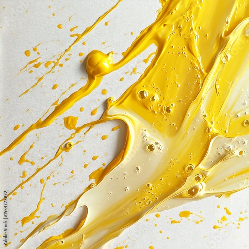 Abstract painting with yellow and creamy paint strokes. Generative AI