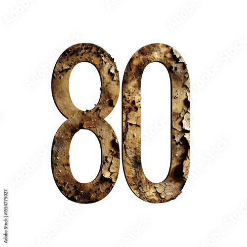 Wallpaper Mural Rusty metal number 80 with textured surface, showcasing weathered and aged appearance, perfect for vintage designs Torontodigital.ca