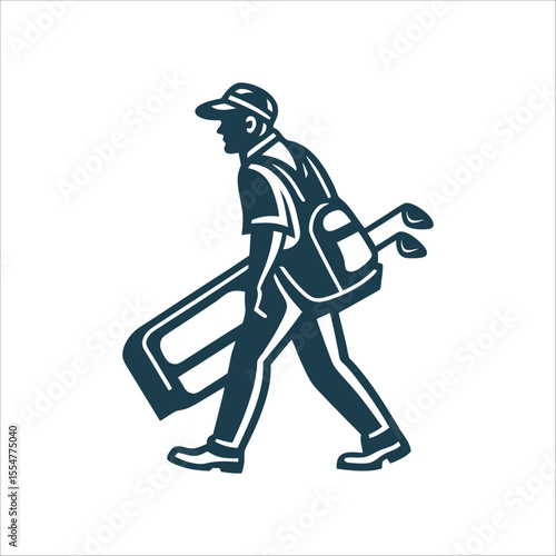 Golf Caddie Silhouette Carrying Bag on Course Golf Caddie Silhouette carrying a bag