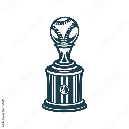 Baseball Trophy Cup Vector Illustration Baseball Trophy Cup with finial