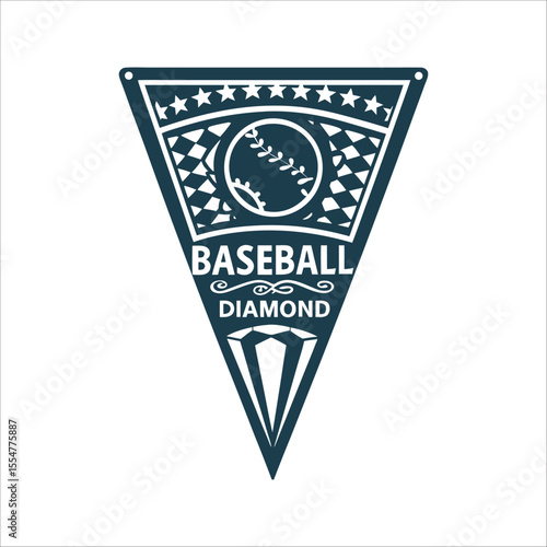Baseball Diamond Pennant Flag Vector Illustration Baseball Pennant Triangular flag