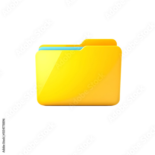 front view of a yellow single file with blue docs coming out, icon, isolated, 