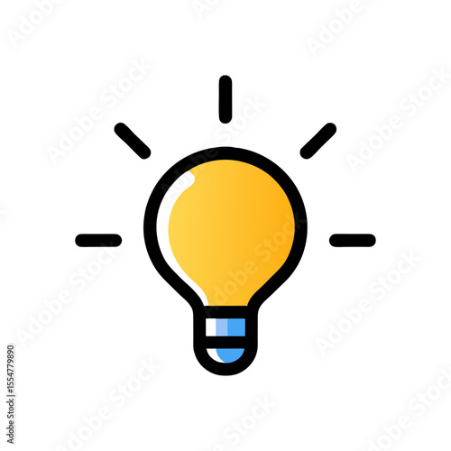 Vector illustration of a lightbulb radiating illumination showcasing creative thinking and innovative idea generation against a plain backdrop