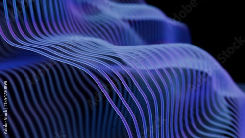 a blue and purple wave pattern on a black background
