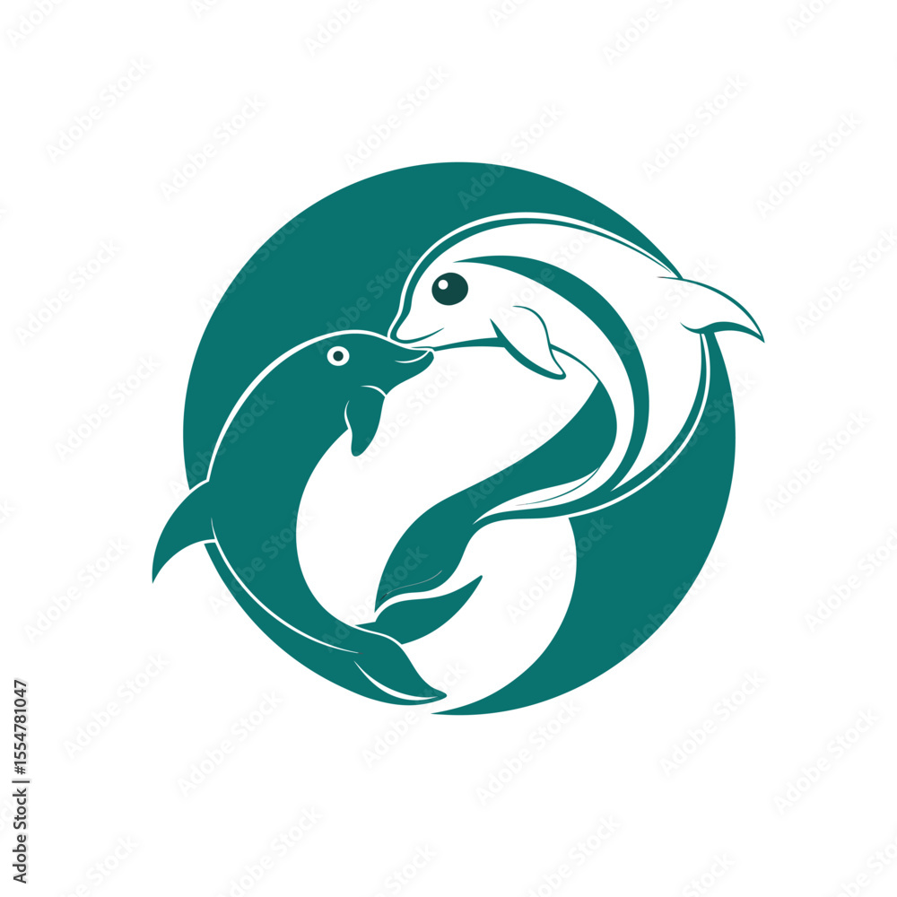 Black and white vector line art of two dolphin fish swimming in a yin-yang formation, elegant vector line art with flowing fins, harmony and balance theme — ideal for spiritual or cultural design Black and white vector line art of two dolphin fish swimming in a yin-yang formation, elegant vector line art with flowing fins, harmony and balance theme — ideal for spiritual or cultural design