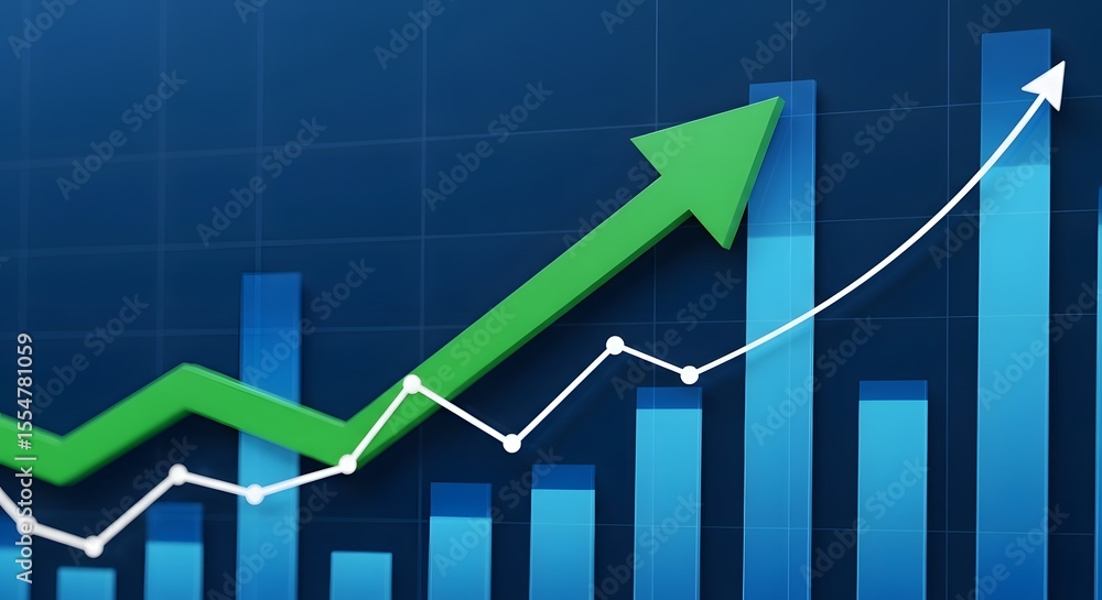 Fototapeta premium Growth Chart Upward Trend, Business Success, Financial Increase