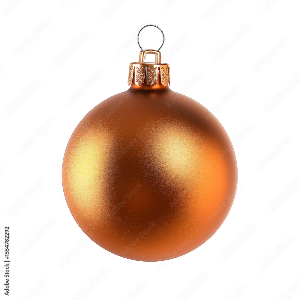 Isolated bronze christmas ornament with a metallic finish and a silver hanging loop on white Isolated bronze christmas ornament with a metallic finish and a silver hanging loop on white