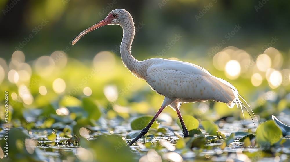 Obraz premium Ibis walking in wetland grass