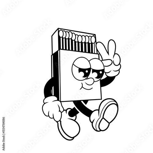 Retro character design of cool matchbox outline