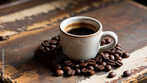 cup of coffee with beans