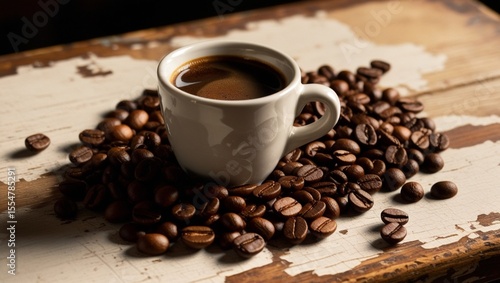 cup of coffee with beans