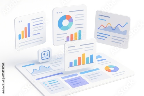 Wallpaper Mural Colorful data charts and graphs on digital screens analytics Torontodigital.ca