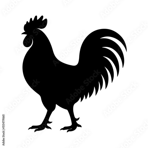 Cock silhouette walking side view