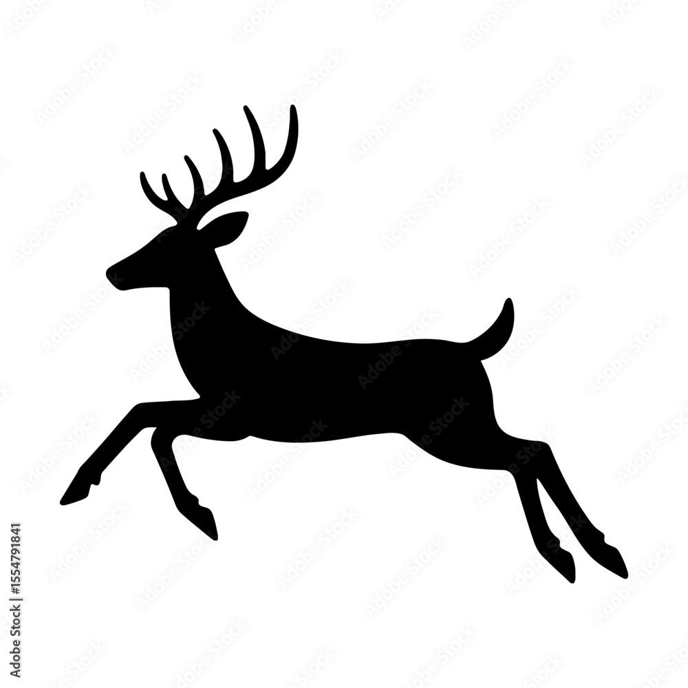 Obraz premium Deer silhouette jumping side view