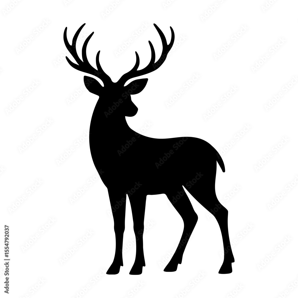 Obraz premium Deer silhouette head turned backword side view