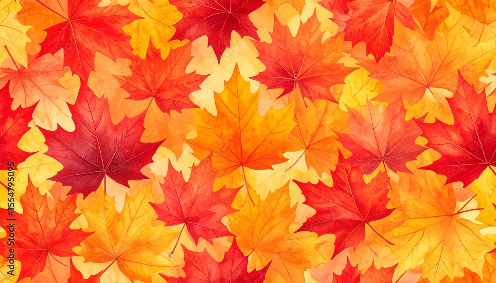 紅葉したモミジの葉が織りなすシームレスパターンの壁紙 紅葉したモミジの葉が織りなすシームレスパターンの壁紙