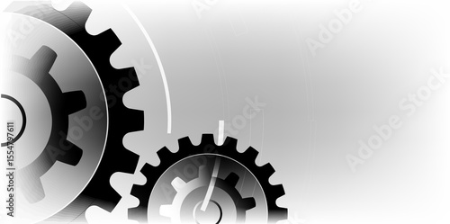 Art & IllustrationTwo gears are shown in a close up. The image is black and white. The gears are in motion, and the image conveys a sense of movement and energy