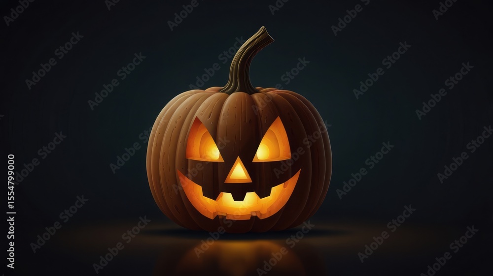Flat Halloween Theme Featuring Centered Pumpkin with Cutout Face Flat Halloween Theme Featuring Centered Pumpkin with Cutout Face