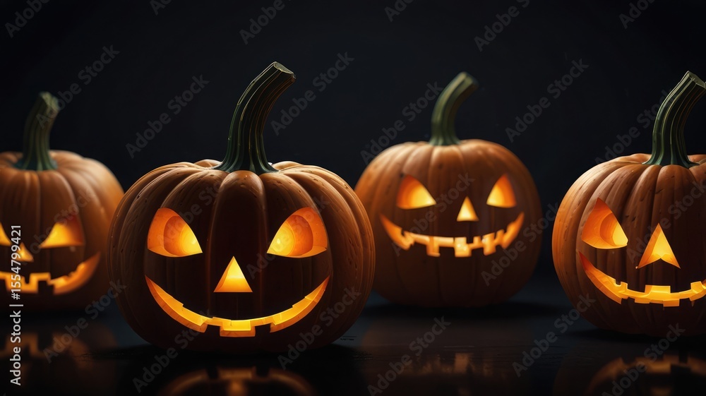 Glowing Halloween Pumpkin with Candle Centered in Flat Holiday Illustration Glowing Halloween Pumpkin with Candle Centered in Flat Holiday Illustration