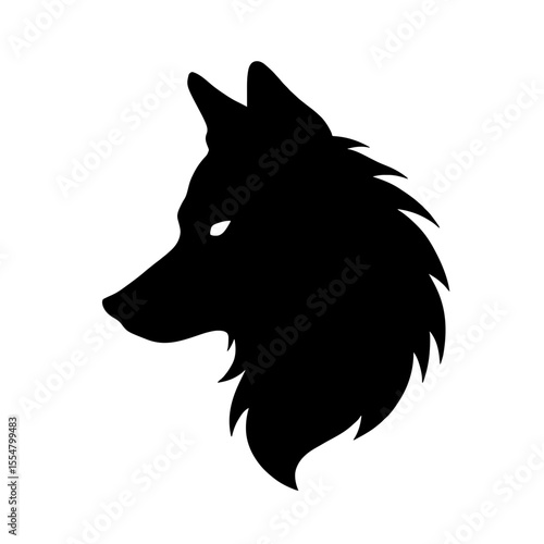 Minimalist black silhouette of a wolf's head symbolizing wilderness and loyalty